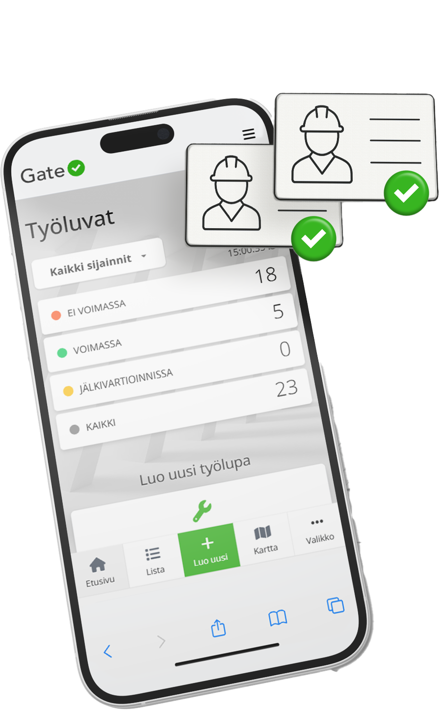 Gate Apps työlupalista